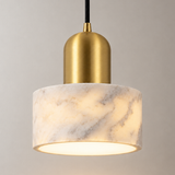Milo Marble Drum Pendant Light, White