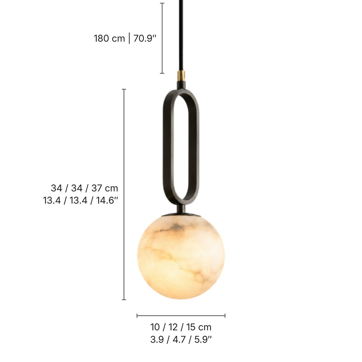 Oria Alabaster Ring Pendant Light, dimensions