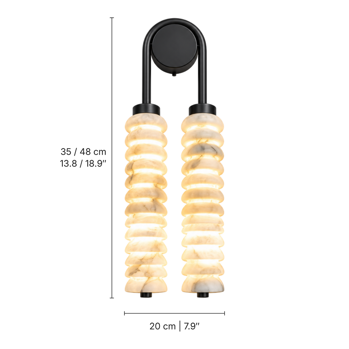Sabina Alabaster Stacked Wall Light, dimensions