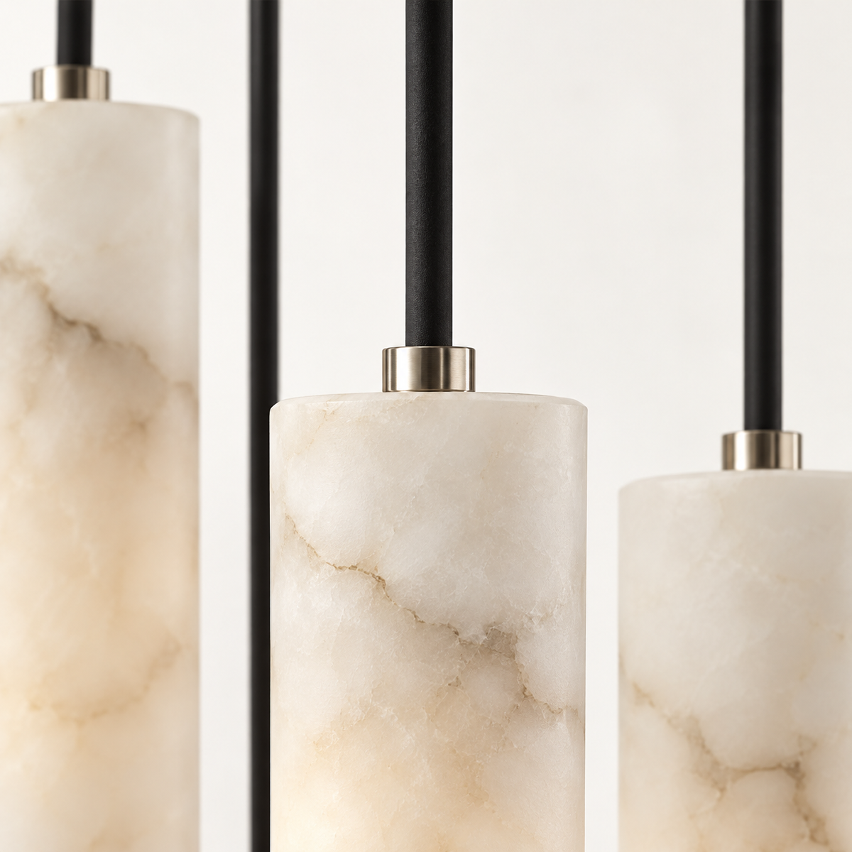 Candela Alabaster Tube Pendant Light, 7 lights, studio photo