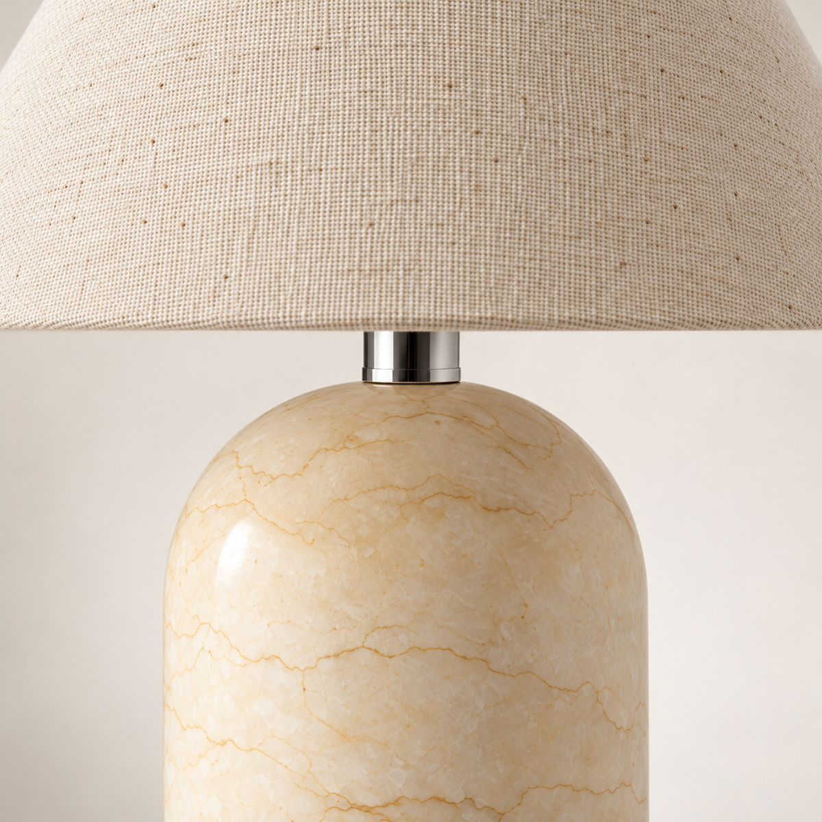 Helios Marble Table Lamp, beige marble, studio photo