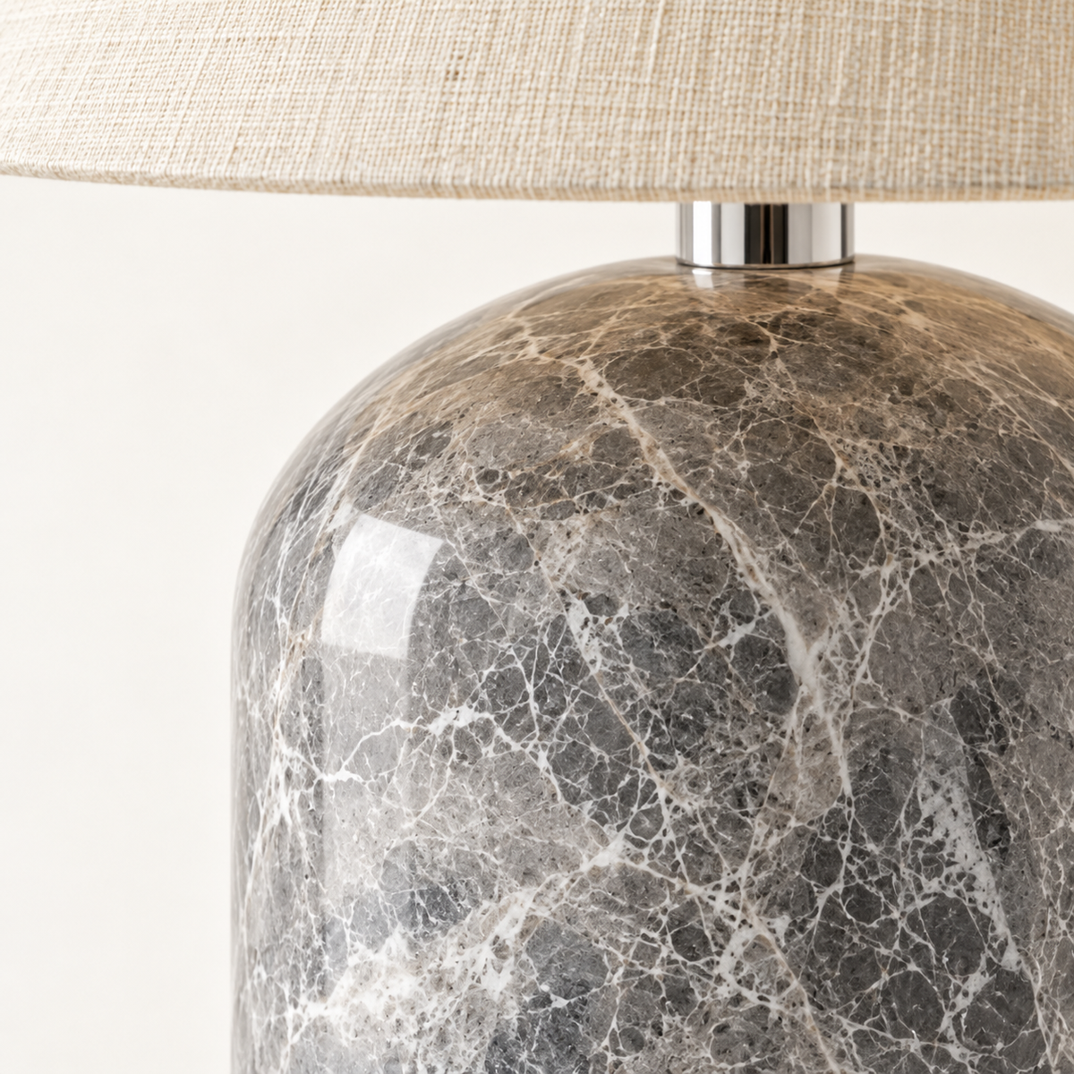Helios Marble Table Lamp, grey marble, studio photo