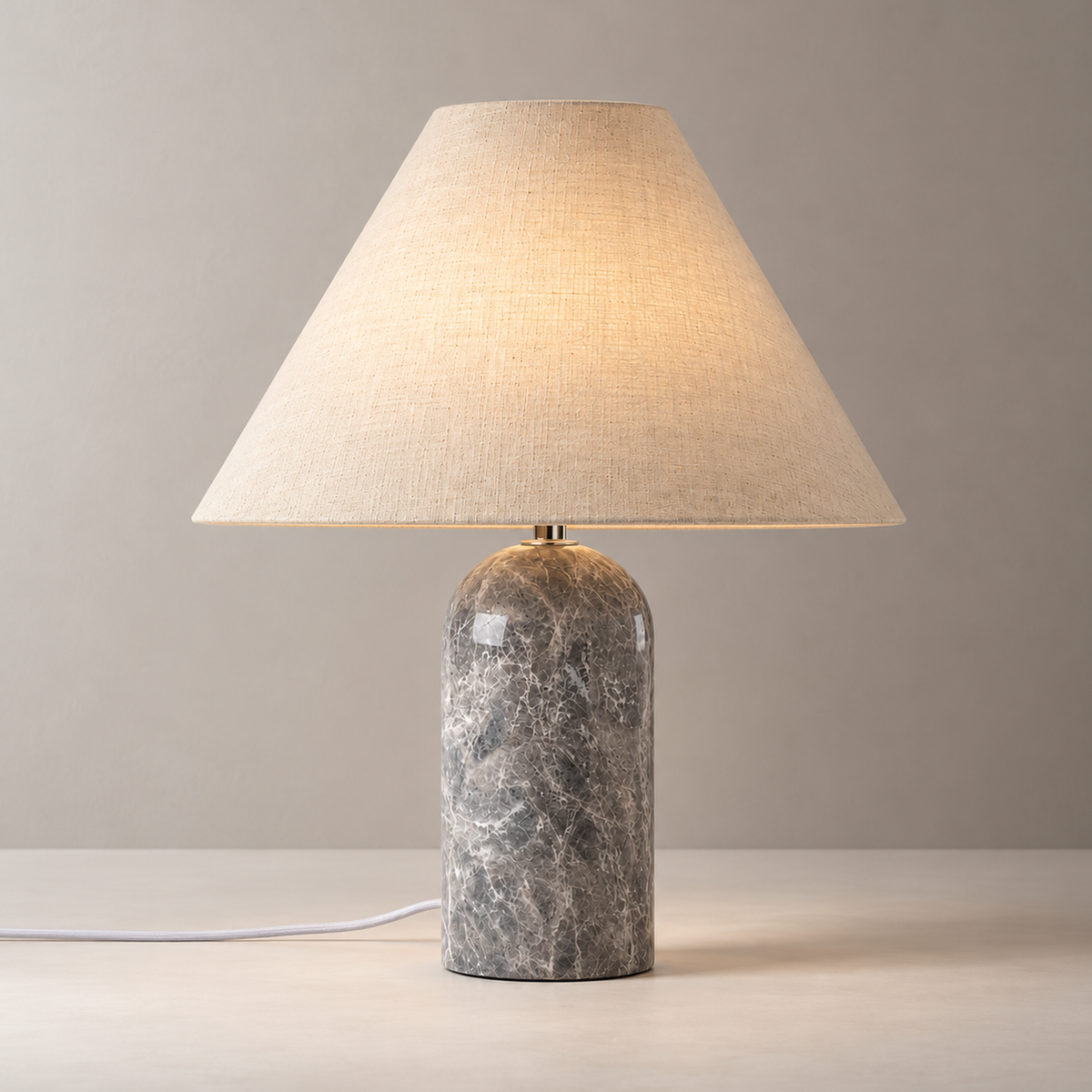Helios Marble Table Lamp, grey marble, studio photo