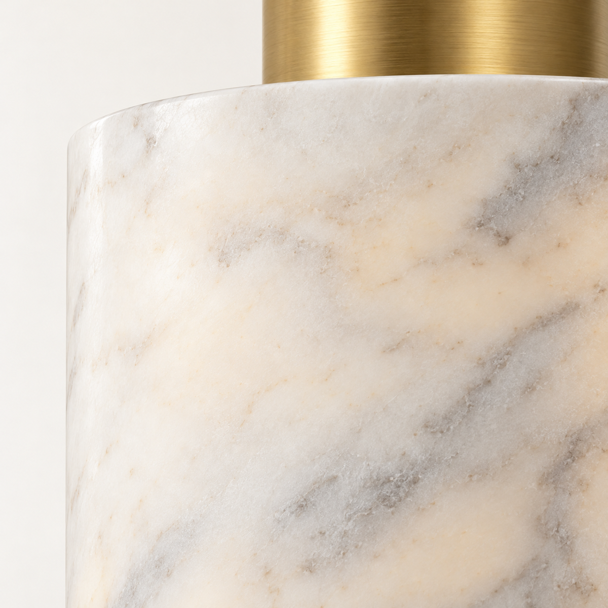 Milo Marble Drum Pendant Light, white marble, studio photo