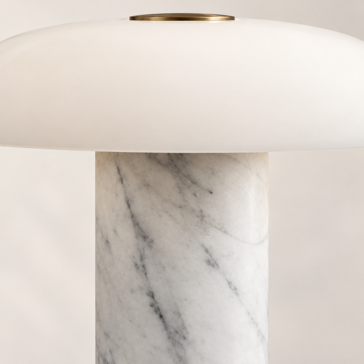 Pelar Marble Glass Table Lamp, white marble, studio photo